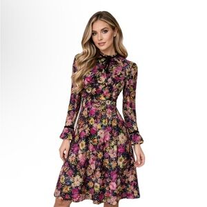 Dalia MacPhee, Floral Velvet Burnout Midi Dress, Size M